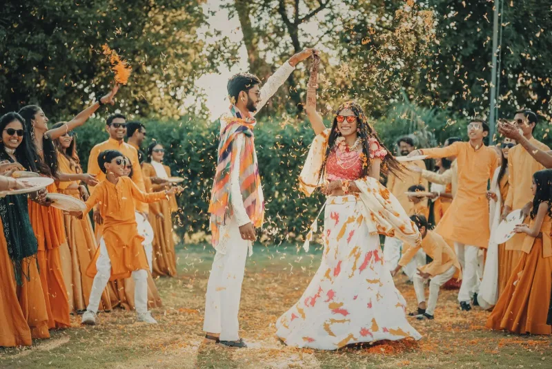 Vibrant Haldi Celebrations photography by Tannu Studio